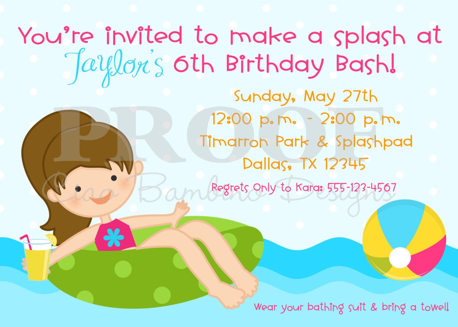 New- DIY PRINTABLE -  Swimming Party Pool Invitation - I Design You Print - Choose Boy or Girl