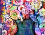 Be Still 8 x 10 inch  flowers art print still life abstract mixed media floral flowers painting  colorful drawing digital collage