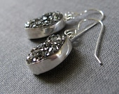 Black Druzy Ovals with Sterling Silver Bezel