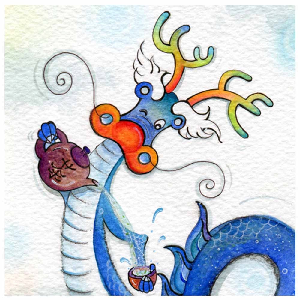 Water Dragon ( Zodiac Print ) tea time