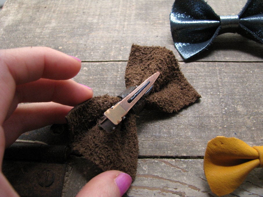 Second Hand Roses- Reclained Leather Bow