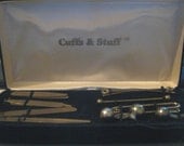 Complete Vintage Set Dress Shirt Accesories for MenTie Clips  Bars and Pins Cuff Links and Collar Stays