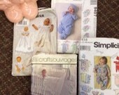 Lot Infant Baby Sewing Patterns Simplicity McCall's Butterick Christening Gown Sleepers Dresses FREE SHIPPING