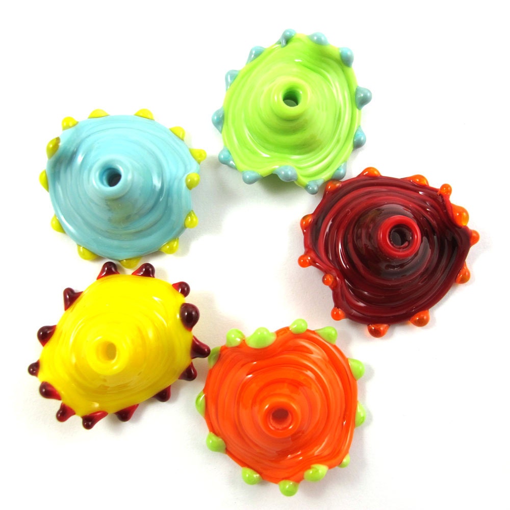 Lampwork beads glass set, Lampwork Beads set, lampwork beads - Venus Flytrap Bells (5) SRA