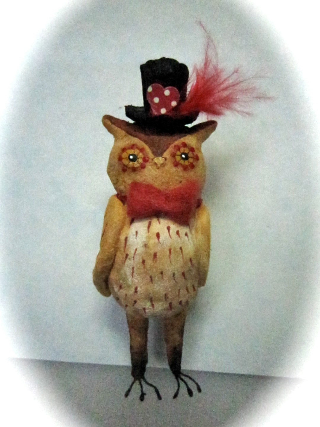 Spun Cotton Ornament  Valentine Owl