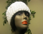 Crocheted Cable Hat-White