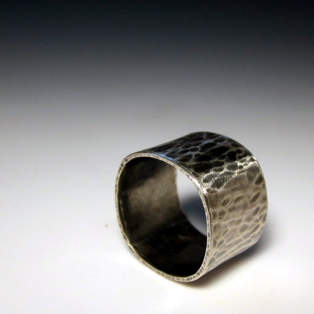 square hammered sterling silver band size 6