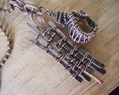 Sticks And Stones Pendant Oxidized Copper Wire Wrapped Sherry Topaz Handcrafted Ooak