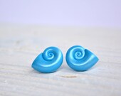 Post earrings - blue turquoise shells - summer studs - everyday women jewerly - gift idea - beach jewelry