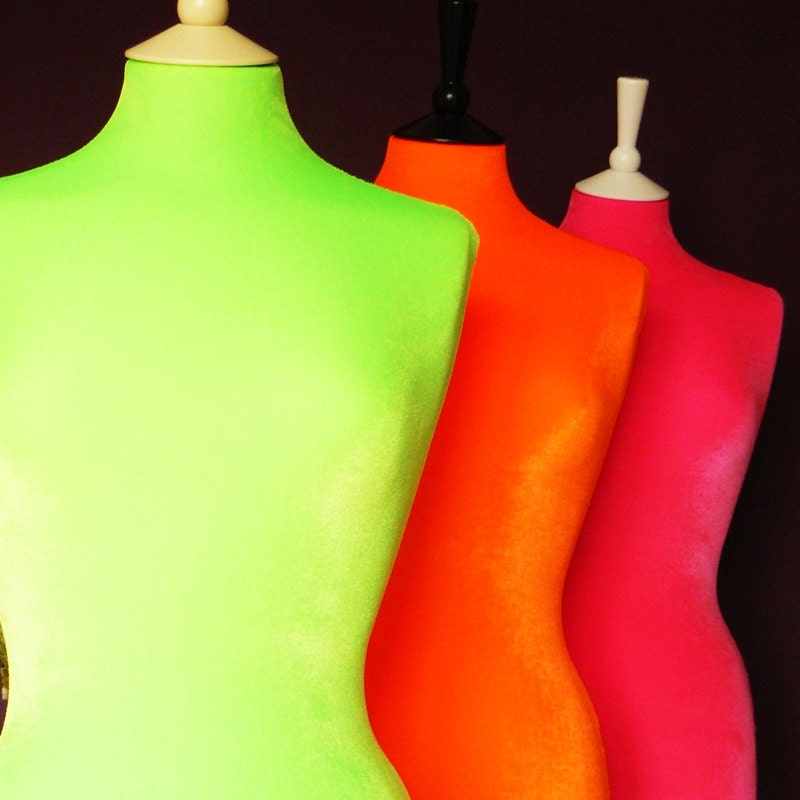 Corset Laced Mannequin Velvet Fluorescent Dressform Bust - Neon Green