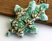 Handmade Polymer Clay Leaf Pendant/Focal - Imprint Series