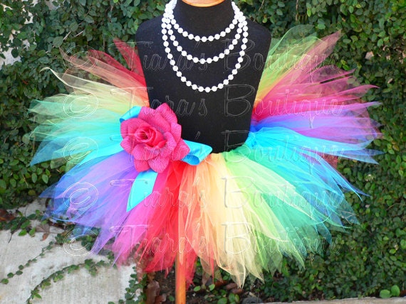 Girls Tutu - Rainbow Birthday Tutu - Imagine - Sewn 8" Infant Pixie Tutu - up to 12 months - Baby Toddler Tutu Skirt