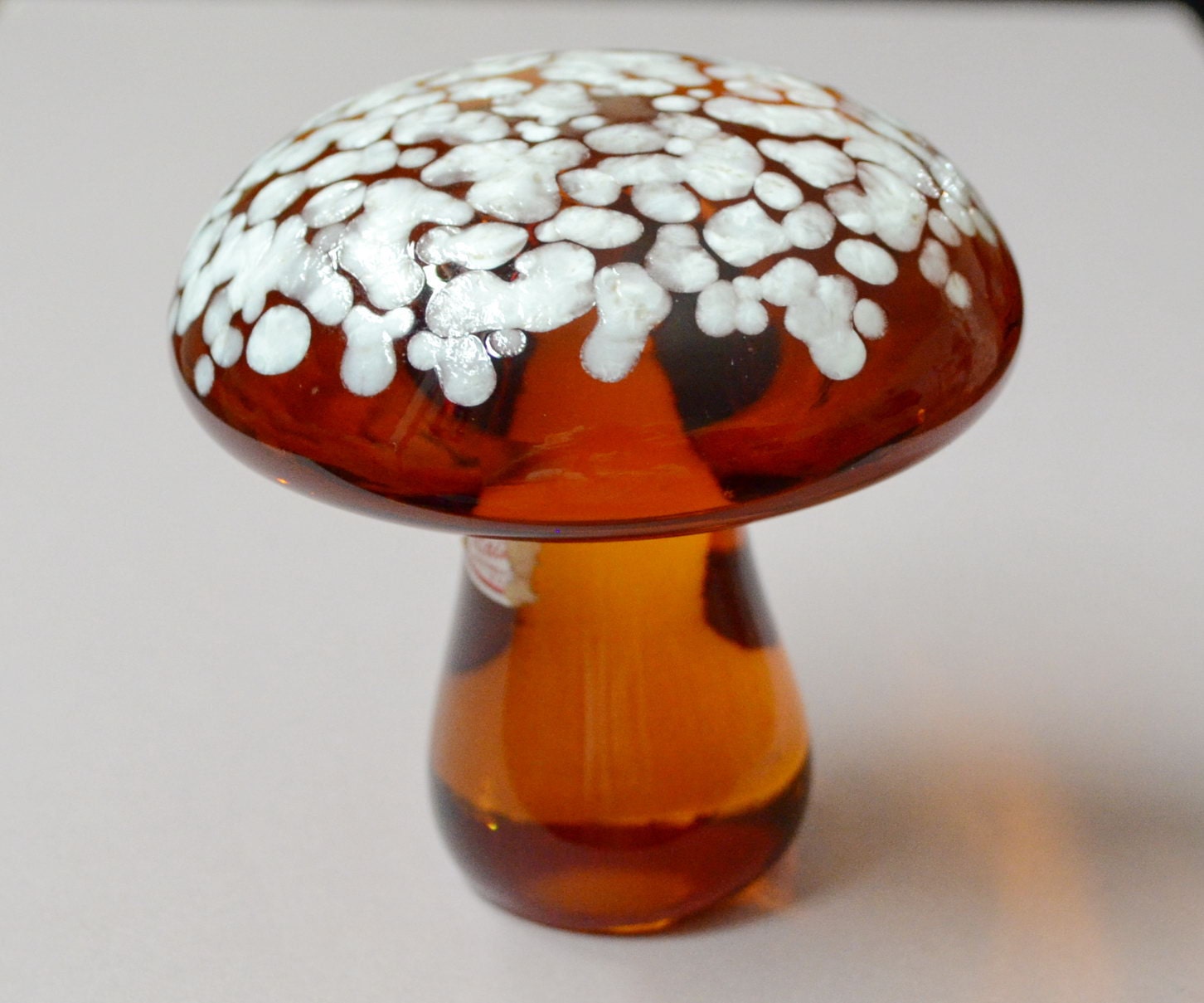 Vintage Mid Century Glass Mushroom Art Speckled By Lameowvintage