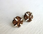 Square Chocolate Drusy Studs in Handmade Sterling Silver Settings