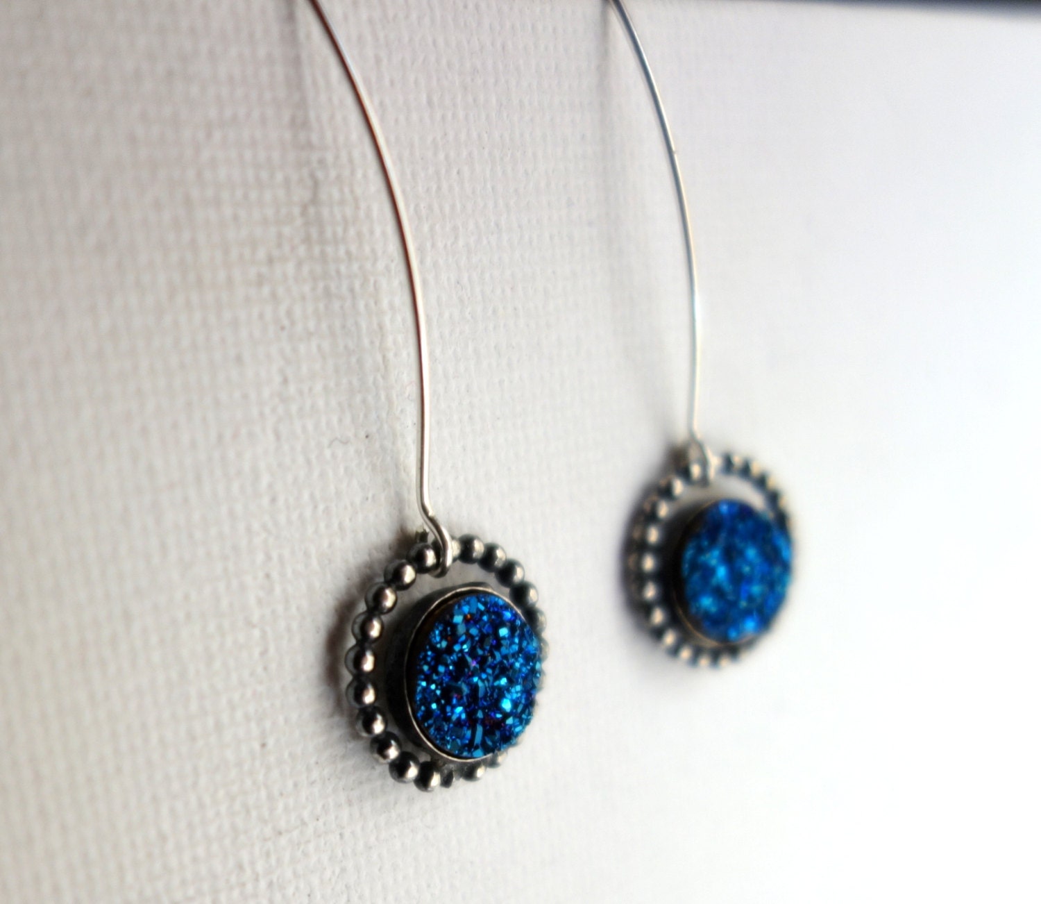 Handmade Blue Drusy Lasso Dangles
