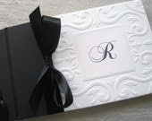 Monogram Wedding Guest Book or Photo Album in Black and Ivory Personalized
