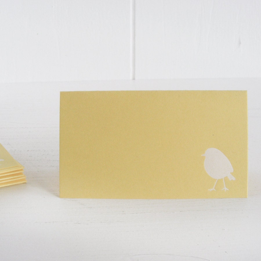 butter yellow bird place cards