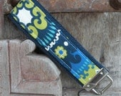 READY TO SHIP-Beautiful Key Fob/Keychain/Wristlet-Boho on Blue