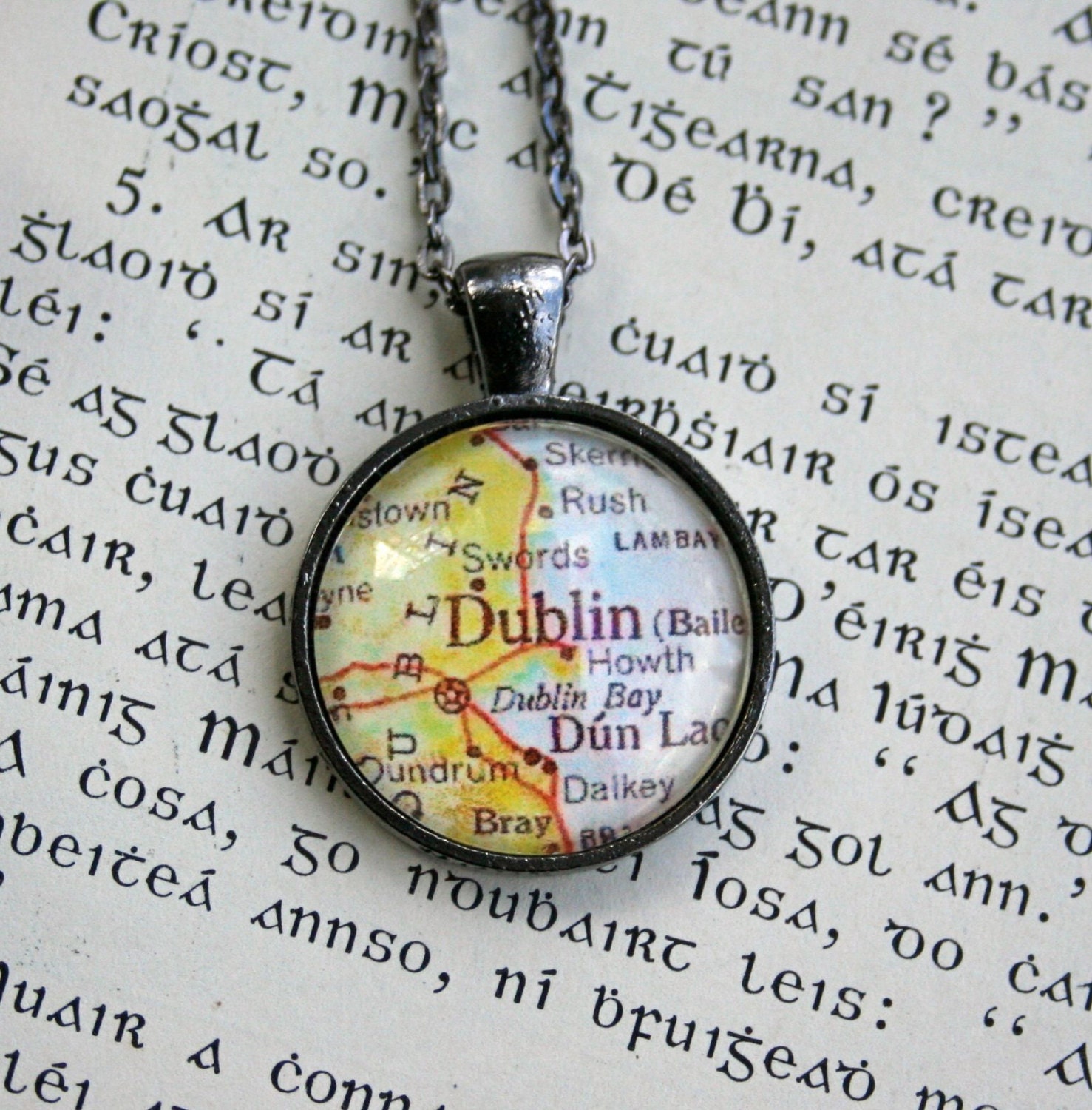 Irish Necklace Map of Dublin Ireland- Vintage Map of Ireland St Patricks Day Irish Jewelry