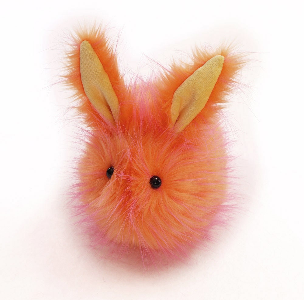 Tang the Tangerine Bunny Stuffed Toy Plushie Faux Fur Rabbit - Large Size