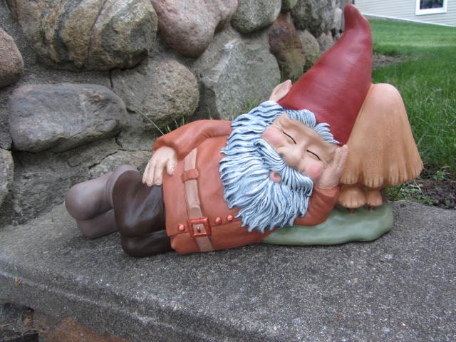 Ceramic Gnome Statue Home or Garden Sleeping Very Cute