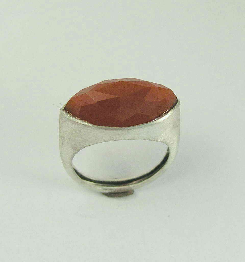 sterling silver gemstone ring with orange red carnelian - First impressions