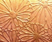 Textured Copper Sheet Metal, Patina Copper Sheet Metal, Loopy Flowers Pattern, Warm Copper Glow, Daisies, 26 gauge, 6" x 2" (C26A113)