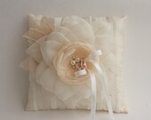 Cream Wedding pillow with flower---wedding rings pillow , wedding pillow---FREE SHIPPING