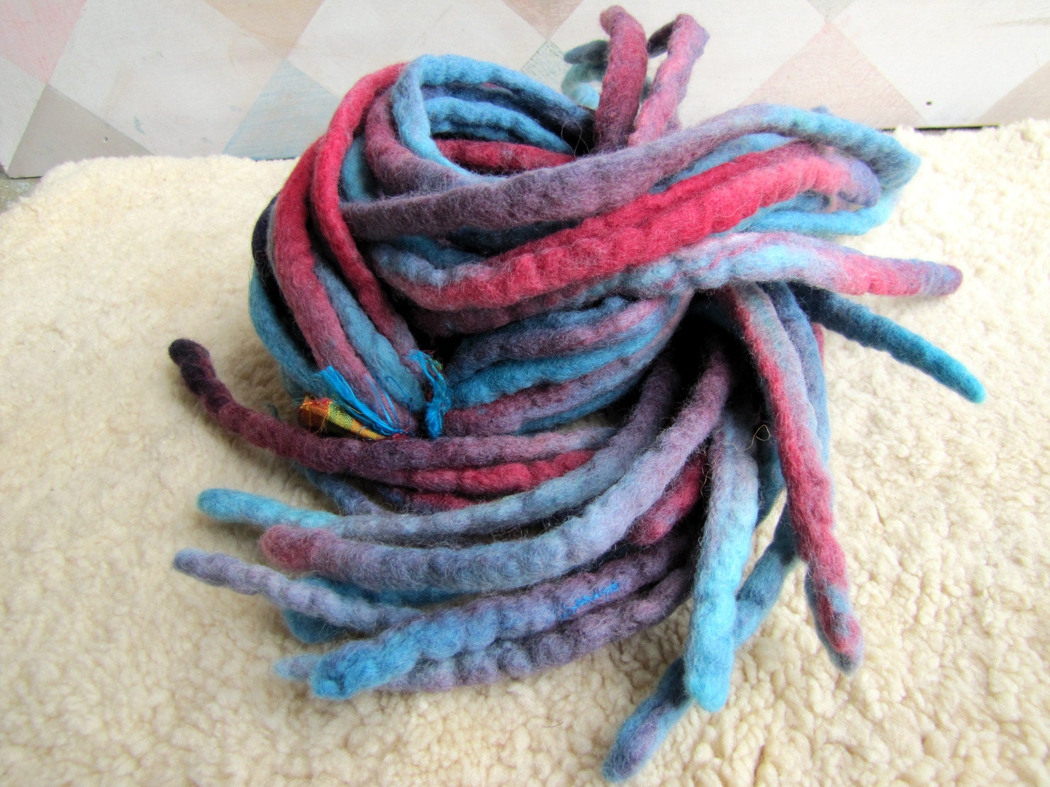Pixie Sticks - Handmade Felted Wool Double Ended Dread Falls