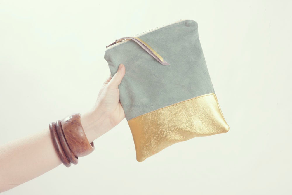 PASTEL SUEDE Clutch. Metallic Clutch. Bridesmaid Bag. Bridal Party Bag. Wedding Clutch. Pastel and Metallic.