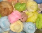 SUPERFINE Hand-dyed multi-packs of feltable Merino roving curls, 4 ounces Pastels