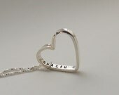 Heart Necklace Handstamped - Personalized Necklace - Stamped Heart Necklace