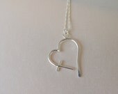 Sterling Cross Heart Necklace, Silver cross within a heart necklace