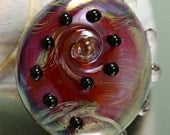 Fuchsia Pink Swirled Waves Lampwork Glass Focal Bead