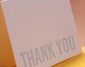 Letterpress Thank You Cards : Sky Blue Modern Block Thank You Notes - box of 50 small folded cards w envelope color choice
