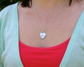Je t'aime sterling silver heart necklace - Hand stamped jewelry