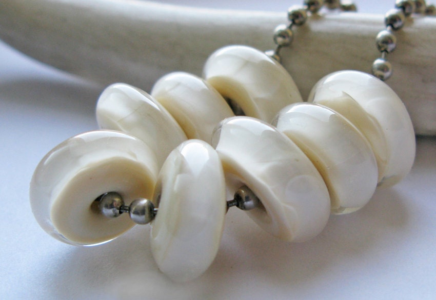 luminous ivory  glass discs Lampwork Beads by Ellen Dooley sra (8)