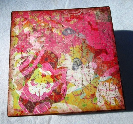 Shades of Pink Trinket Box,Jewelry Box,Tooth Fairy Box, Bridesmaid Gift, Decoupaged,  Wooden, Storage  Box,Organization