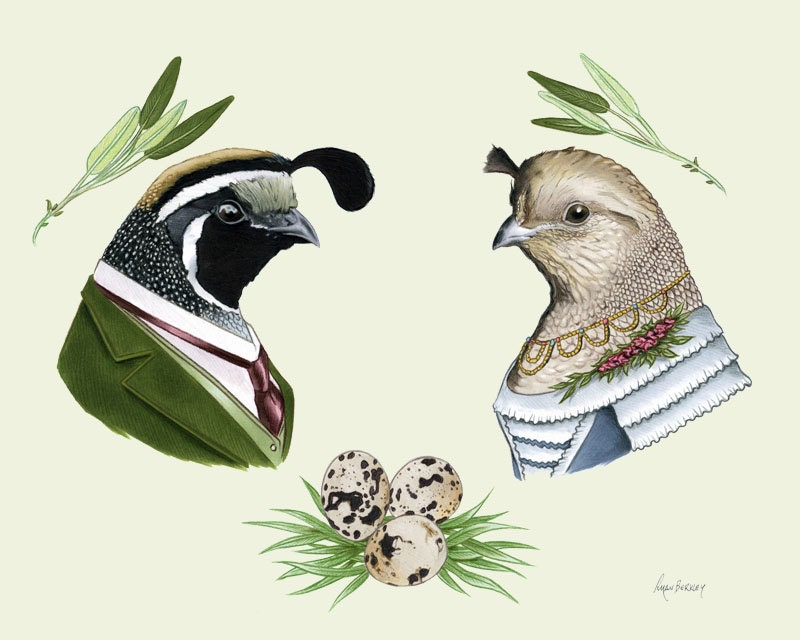 Quail Family print 8x10