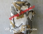 SPRING CLEARANCE DISCOUNTED - Nuno Felted Shawl - Grey and White Collage Shawl