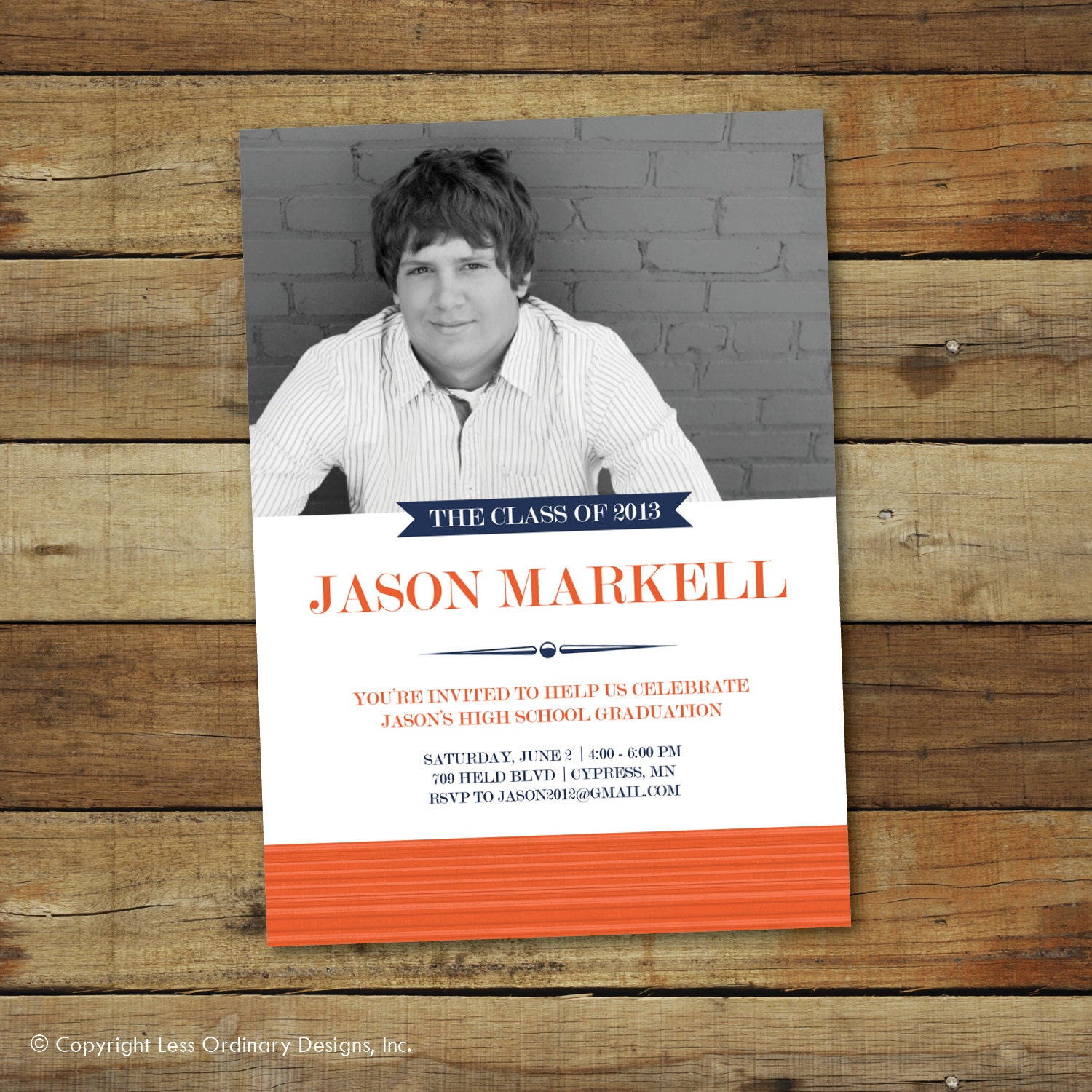 Photo graduation announcement, party invitation or open house invitation