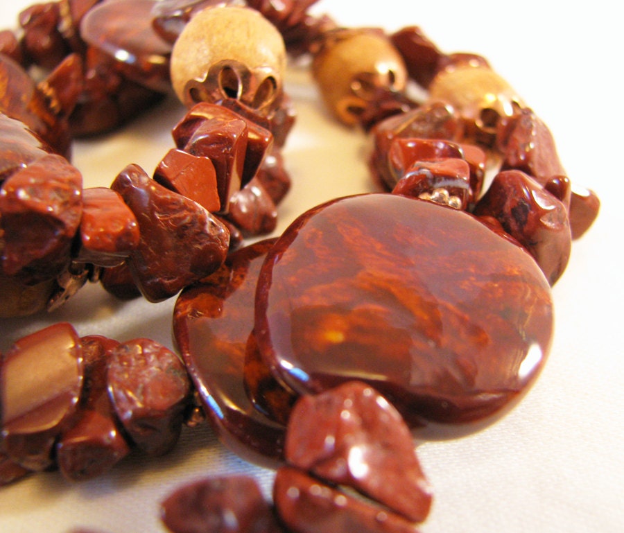 Red Jasper and Kazuri Necklace