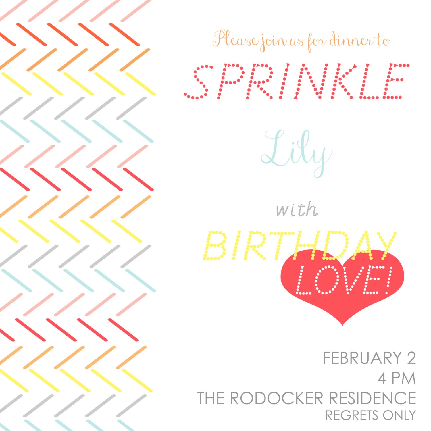 printable invitations- SPRINKLED WITH LOVE birthday party baby shower