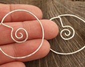 Spiral in Circle Unique Hoop Earrings Sterling Silver
