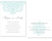 Lace Motif Wedding Invitation with Postcard RSVP