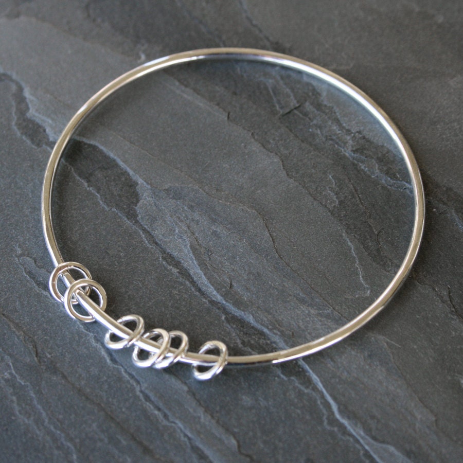 Silver Circles Sterling Silver Bangle, Eternity Circles, Stacking Bracelet, Six Silver Circles, Stackable Bangle