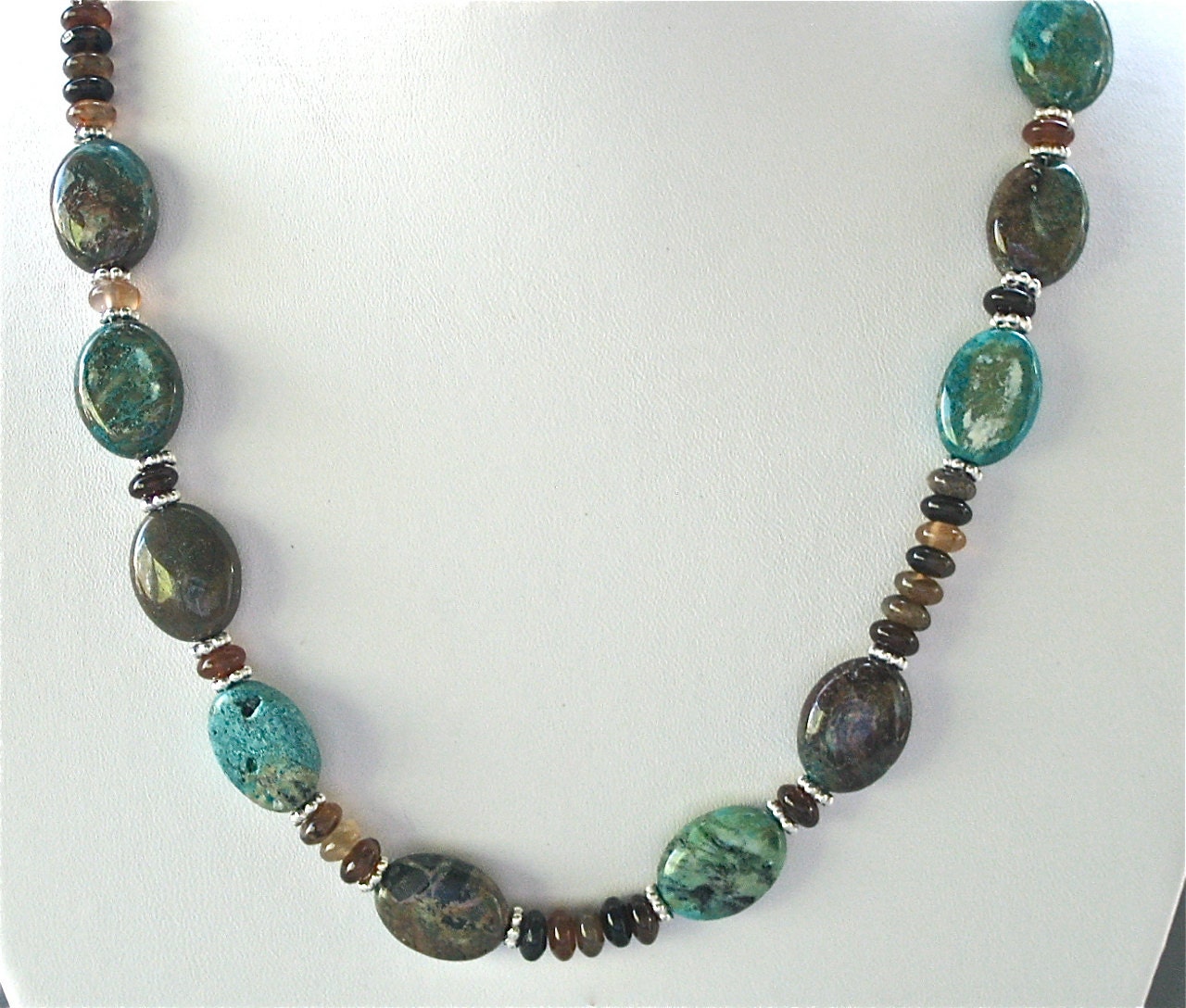 African Turquoise Silver Filled Necklace