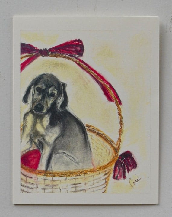 Buy e greeting cards gift baskets - Gift Basket Puppy Dog Art Note Cards By Cori Solomon