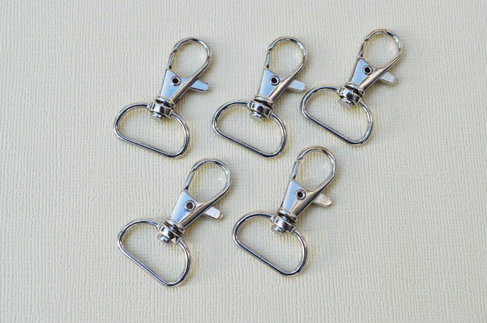 FREE SHIPPING--10 of 1.5 inch with 0.75 inch Loop End Silver/Nickel Swivel Clasps Lobster Claw Hooks