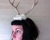 Deer Antler Headband - creme with natural antlers